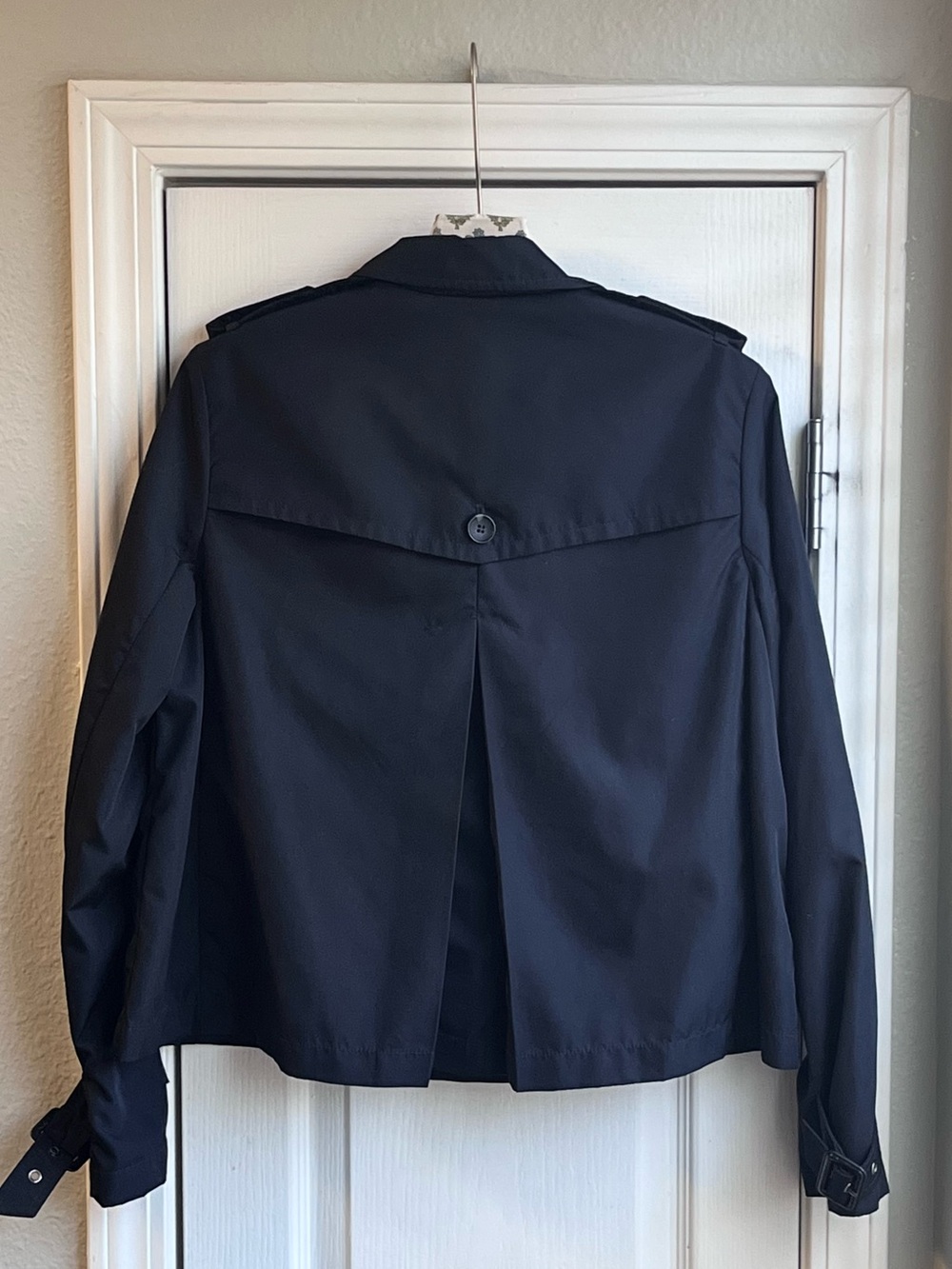 ZARA BASIC Black Cropped Double Breasted Trench Jacket Women’s Size S - Picture 3 of 7